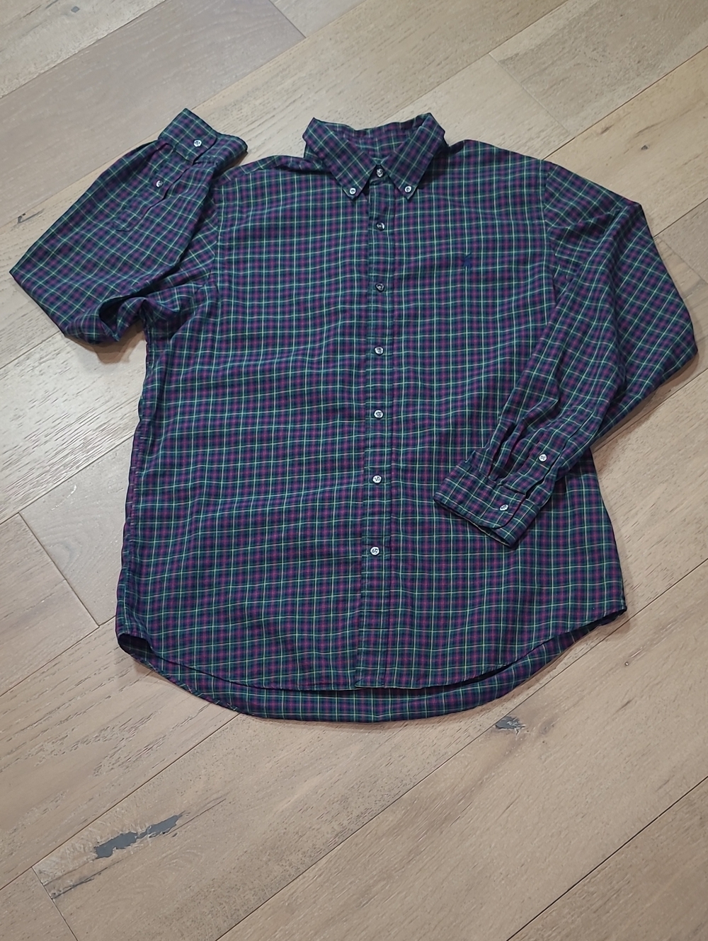 Ralph Lauren Shirt Men's sz XL Green/Blue Plaid Classic Fit Button Down Shirt